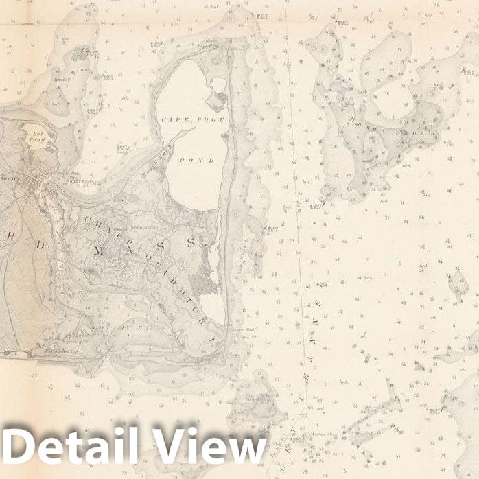 Historic Map : Martha's Vineyard 1859 Topographic Map , Vintage Wall Art