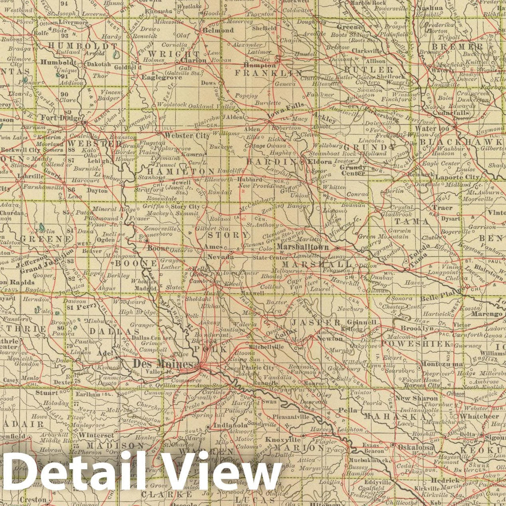 Historic Map : Iowa 1914 , Century Atlas of the World, Vintage Wall Art