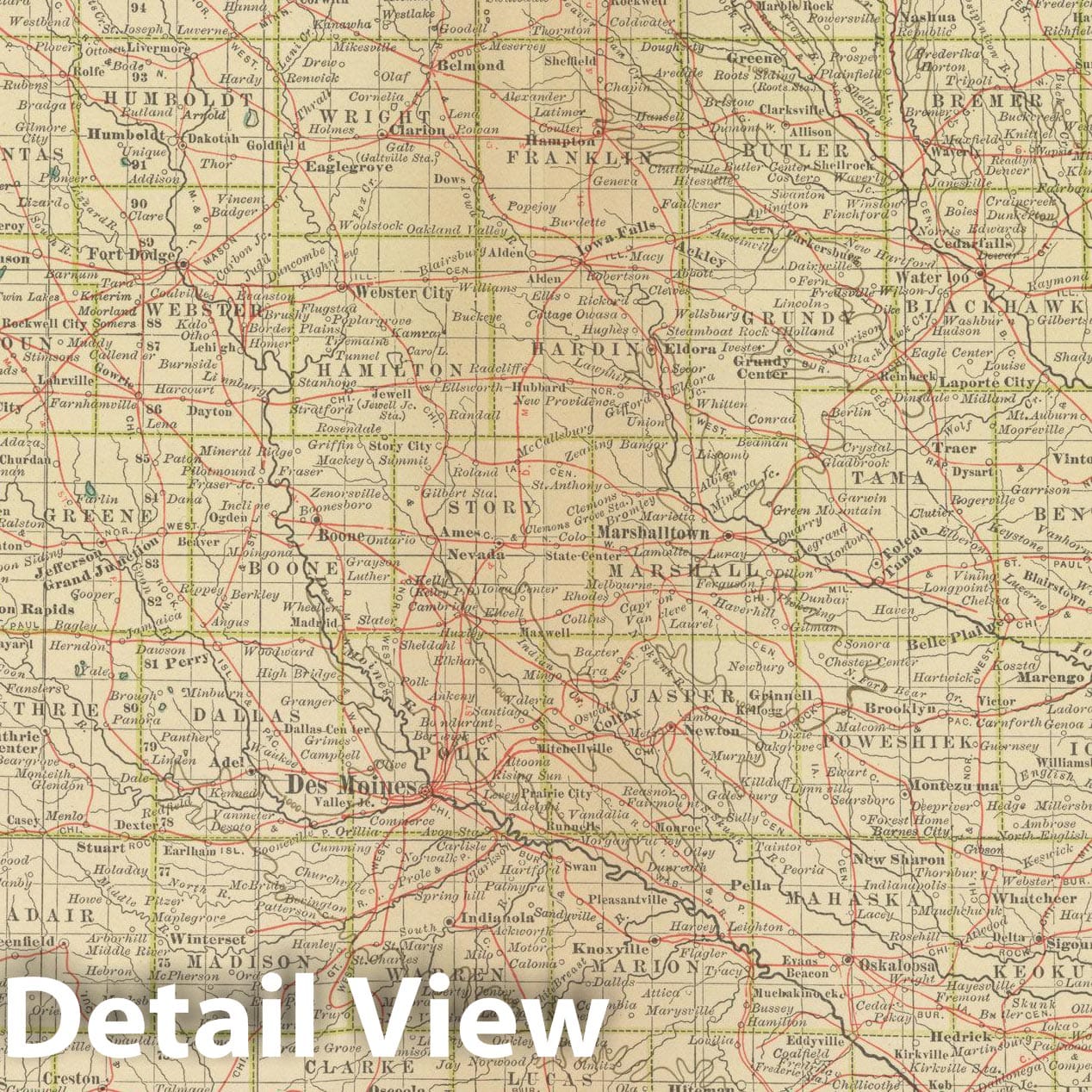 Historic Map : Iowa 1914 , Century Atlas of the World, Vintage Wall Art