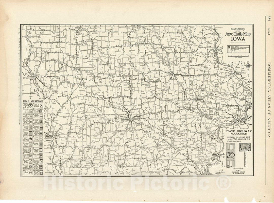 Historic Map : Iowa 1925 , Vintage Wall Art