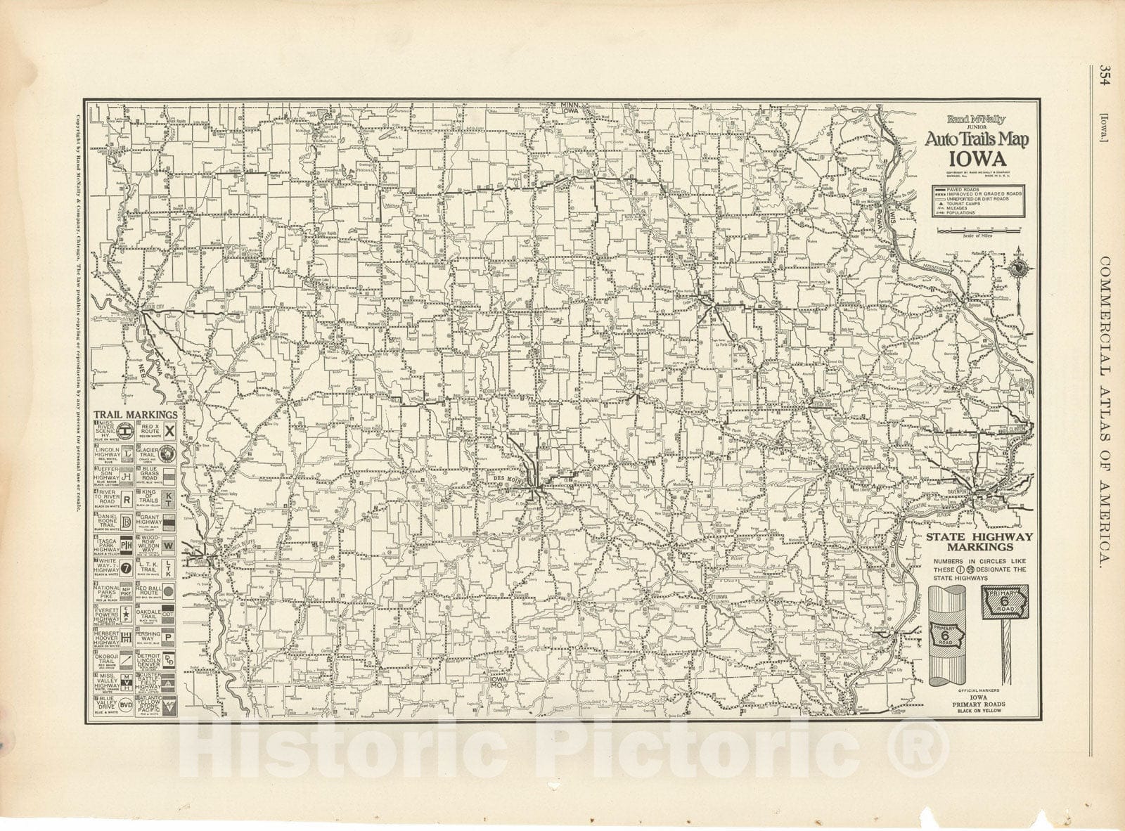 Historic Map : Iowa 1925 , Vintage Wall Art