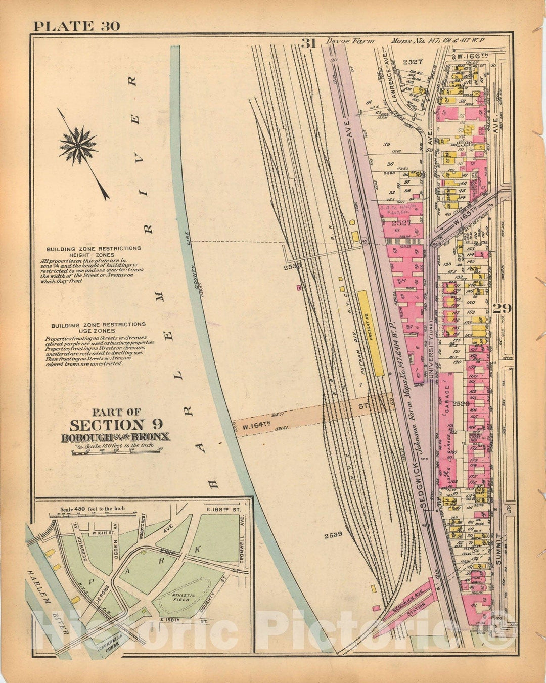 Historic Map : Borough of The Bronx, Sections 9-13, The Bronx 1928 Plate 030 , Vintage Wall Art