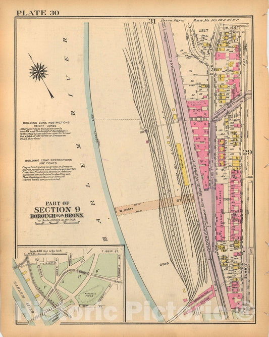 Historic Map : Borough of The Bronx, Sections 9-13, The Bronx 1928 Plate 030 , Vintage Wall Art