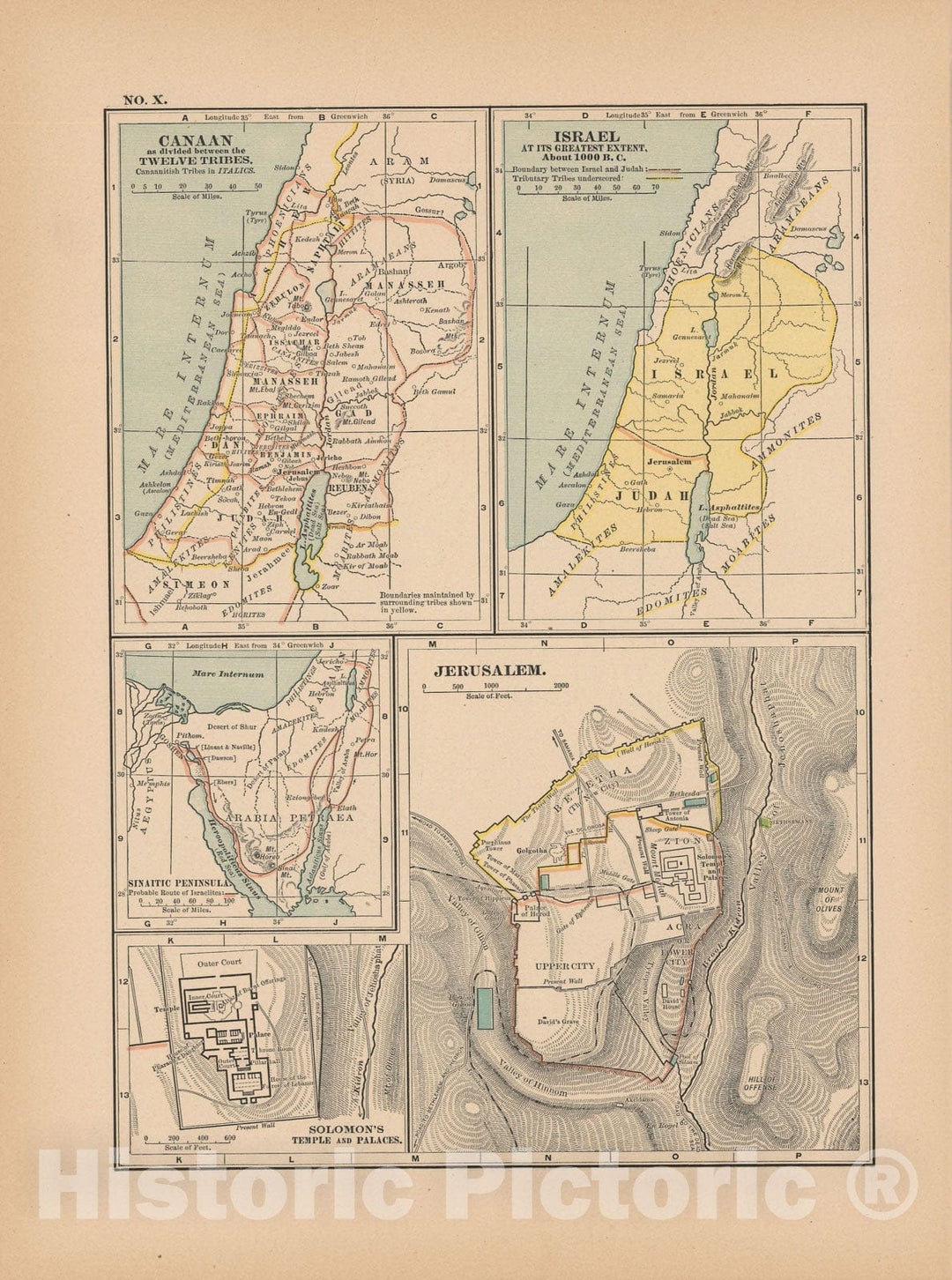 Historic Map : Israel & Palestine 1897 , The Century Atlas World , Vintage Wall Art