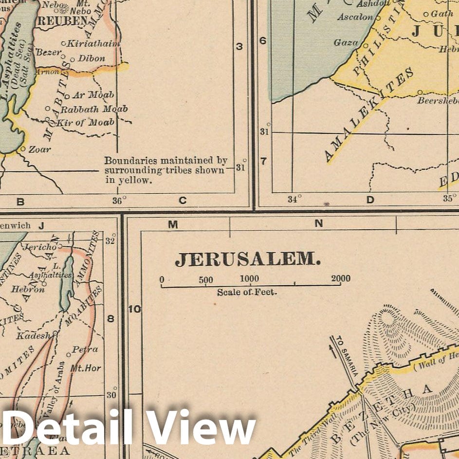 Historic Map : Israel & Palestine 1897 , The Century Atlas World , Vintage Wall Art