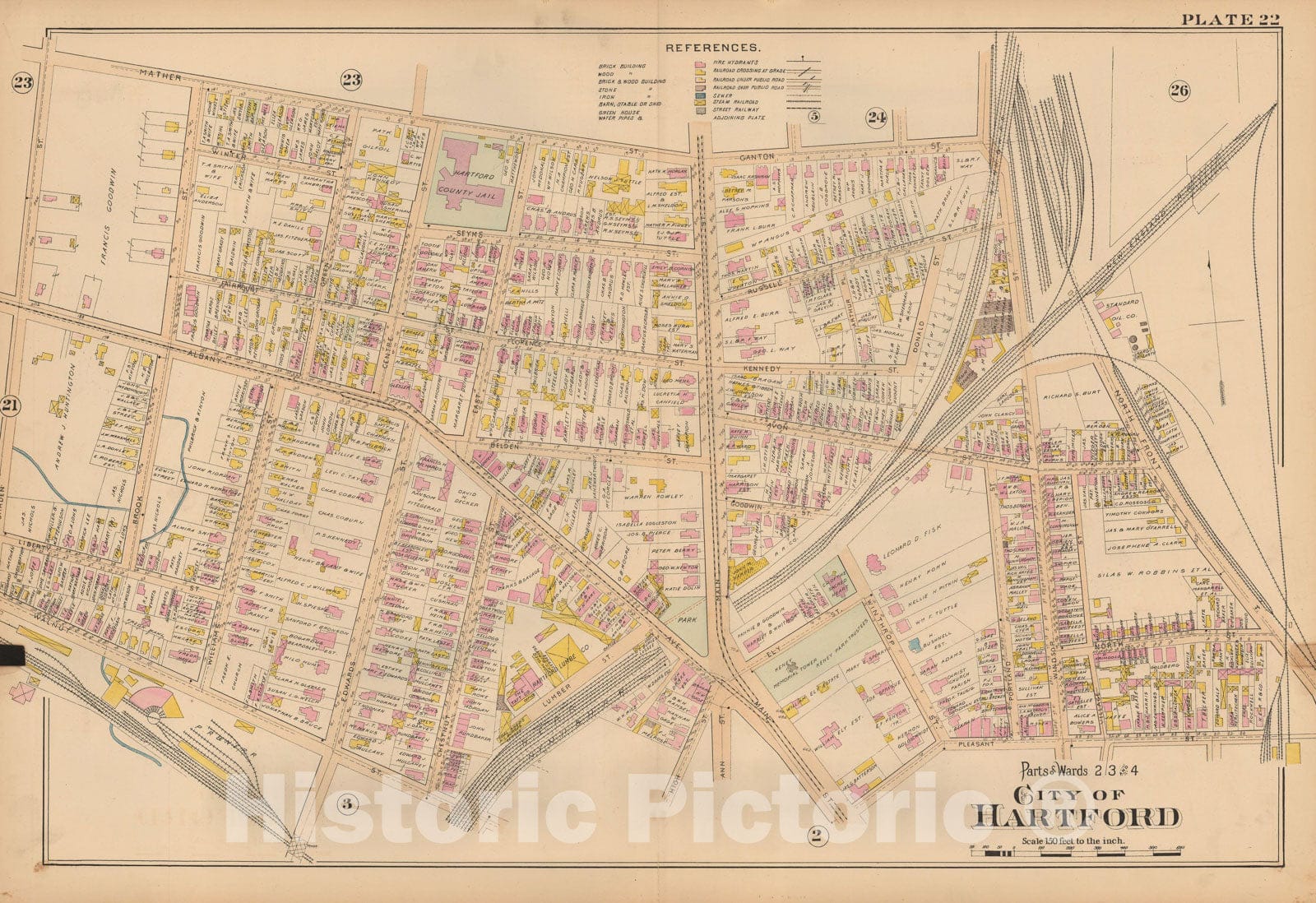 Historic Map : Atlas City of Hartford, Hartford 1896 Plate 022 , Vintage Wall Art