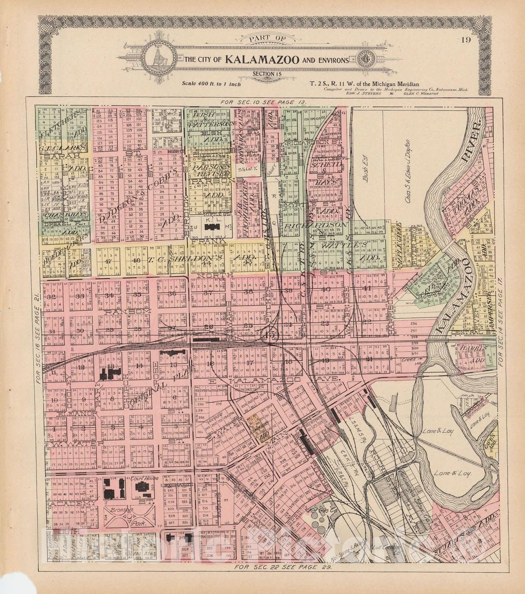 Historic Map : Kalamazoo 1910 , Standard Atlas of Kalamazoo County , v7, Vintage Wall Art