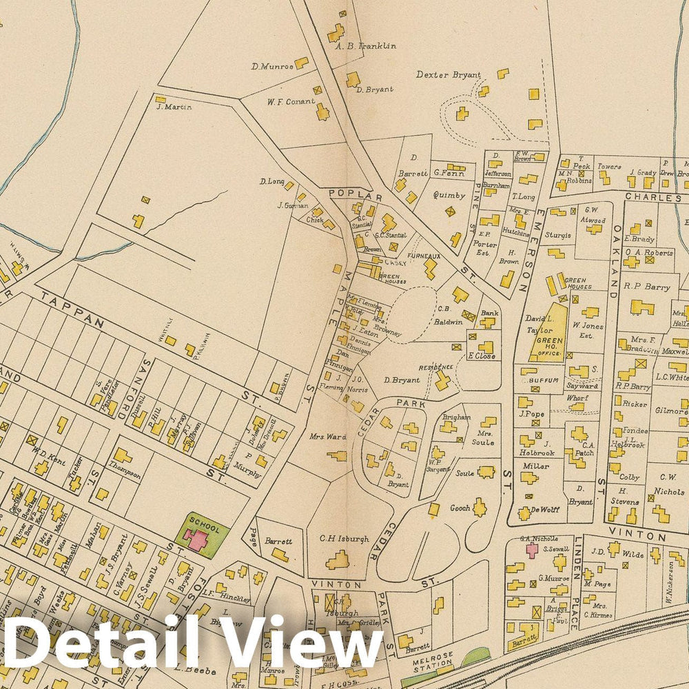 Historic Map : Atlas of Middlesex County, Massachusetts, Melrose 1889 , v3, Vintage Wall Art