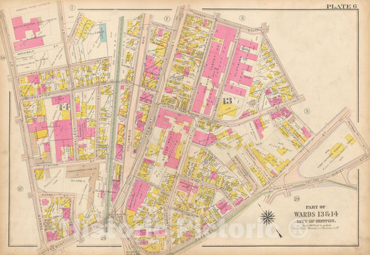 Historic Map : Atlas City of Boston, Roxbury, Roxbury 1915 Plate 006 , Vintage Wall Art