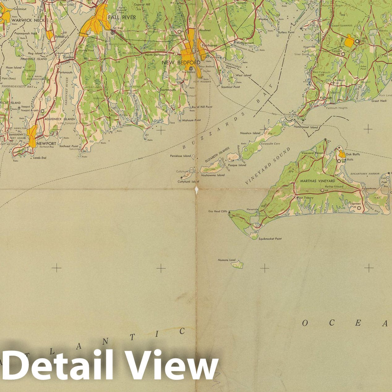 Historic Map : USGS 1:250,000 Topographic Maps, Cape Cod & Martha's Vineyard & Nantucket & Providence 1958 , Vintage Wall Art