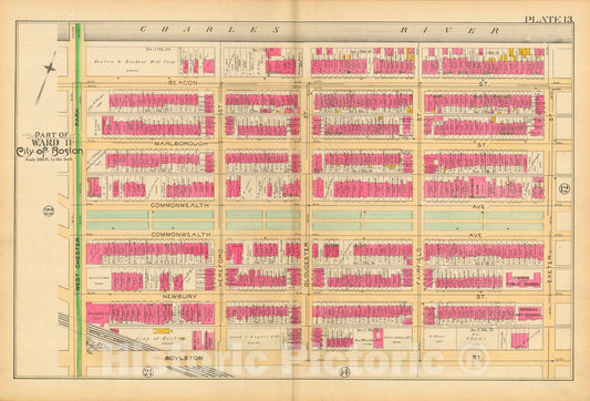 Historic Map : Atlas City of Boston, City Proper and Roxbury, Boston 1890 Plate 013 , Vintage Wall Art
