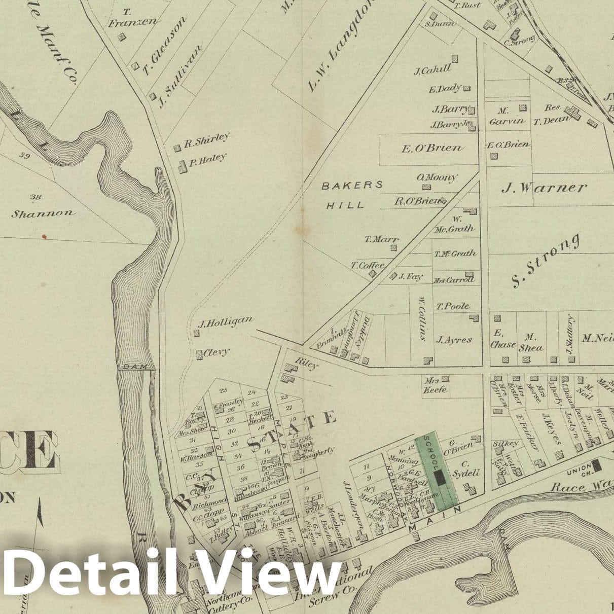 Historic Map : Atlas of Hampshire County Massachusetts, Northampton 1873 , v4, Vintage Wall Art
