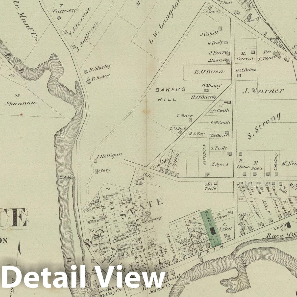 Historic Map : Atlas of Hampshire County Massachusetts, Northampton 1873 , v4, Vintage Wall Art