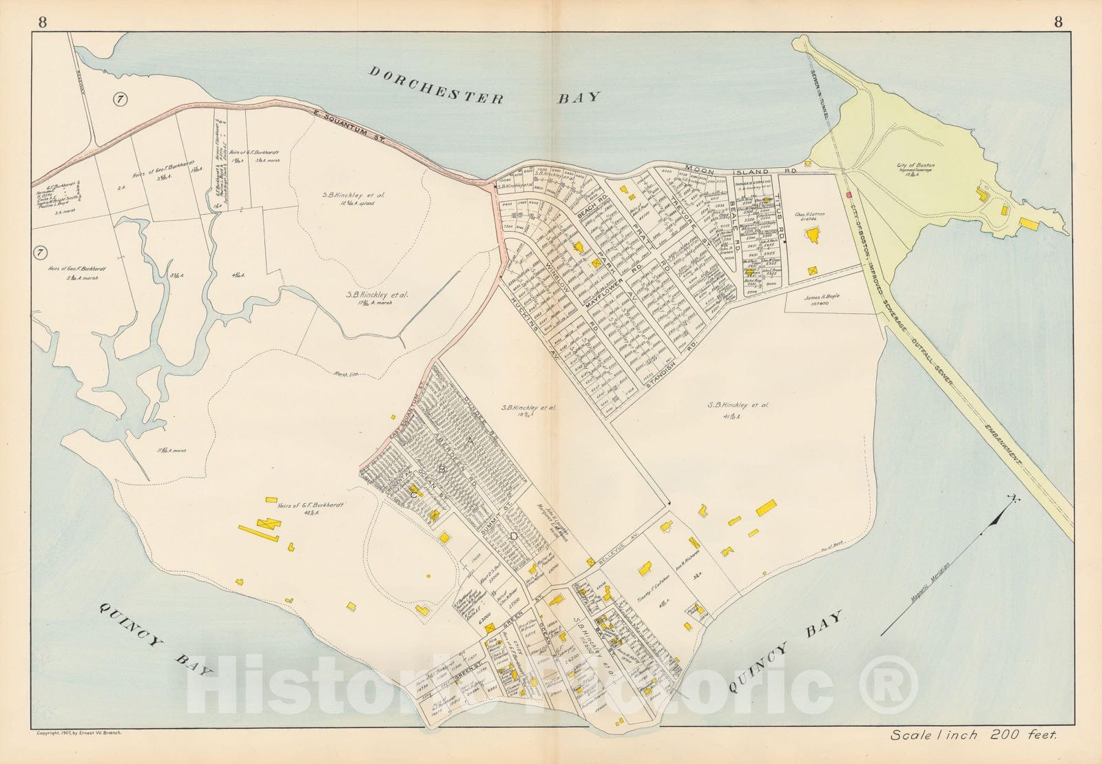 Historic Map : Atlas City of Quincy, Quincy 1907 Plate 008 , Vintage Wall Art