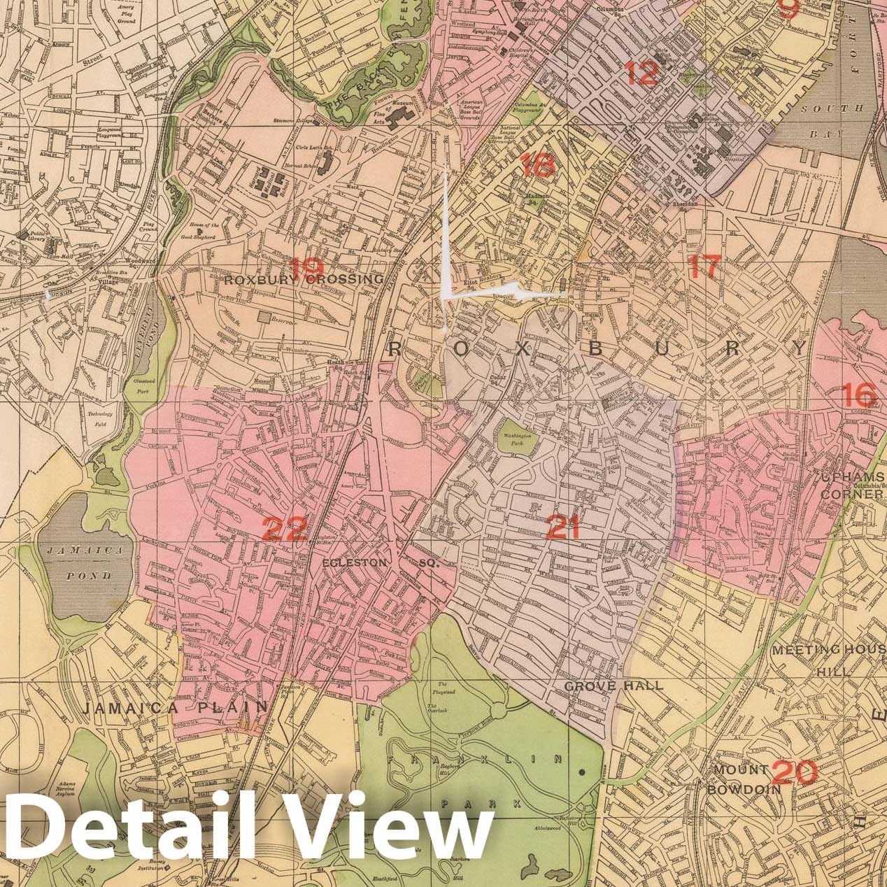 Historic Map : Boston 1910 , Vintage Wall Art