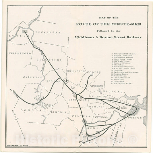 Historic Map : Middlesex County, Middlesex & Boston Street Railway Transit Railroad Catography , Vintage Wall Art