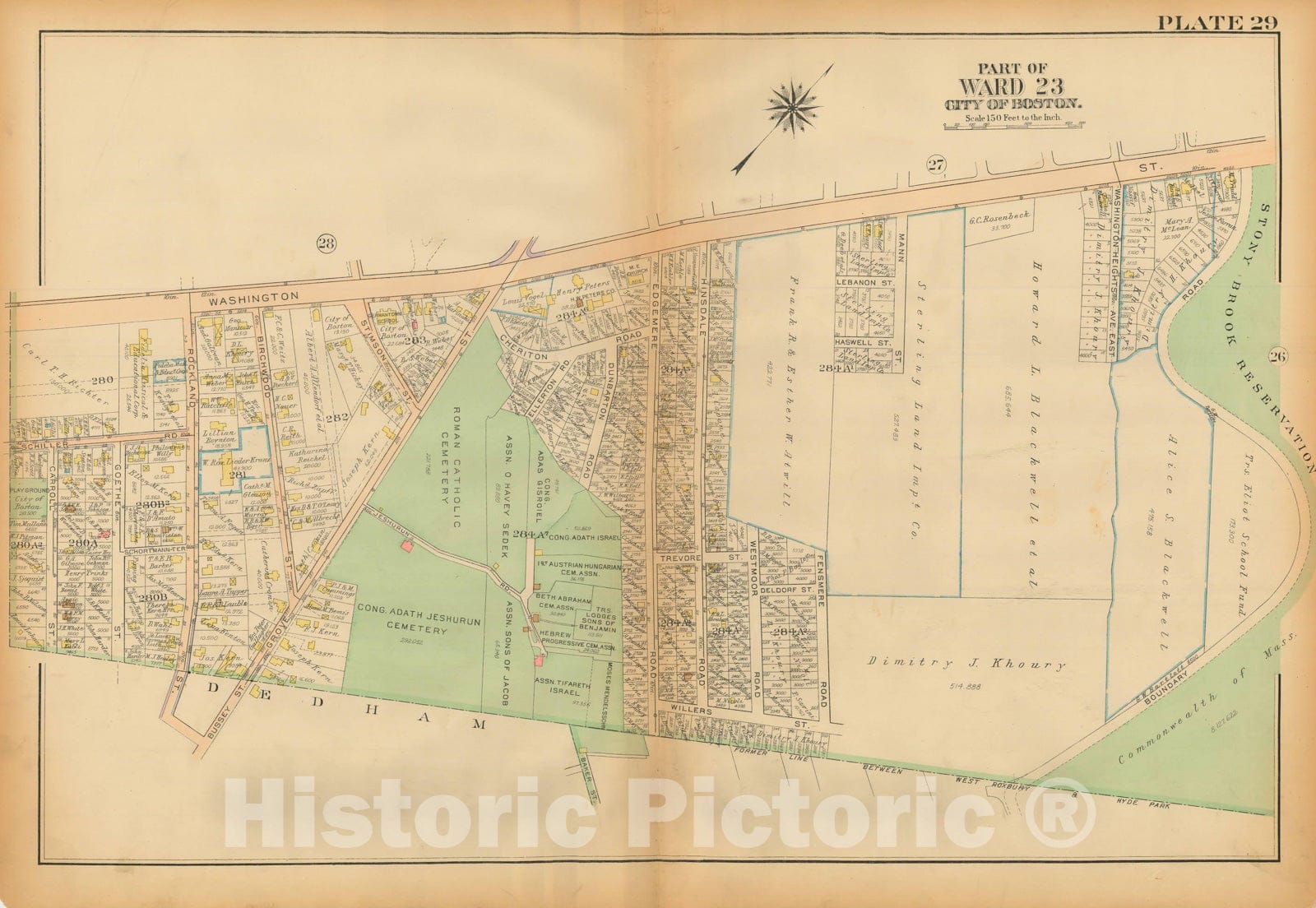 Historic Map : Atlas City of Boston, West Roxbury 1924 Plate 029 , Vintage Wall Art