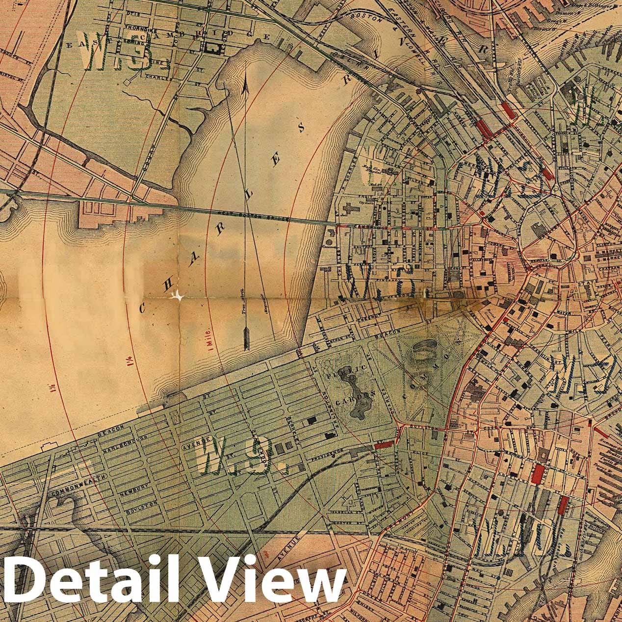 Historic Map : Boston 1865 , Vintage Wall Art