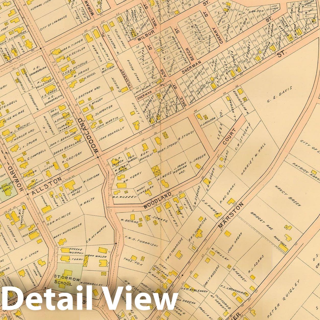 Historic Map : Atlas City of Lawrence and the Towns of Methuen, Andover and North Andover 1906 Plate 004 , Vintage Wall Art