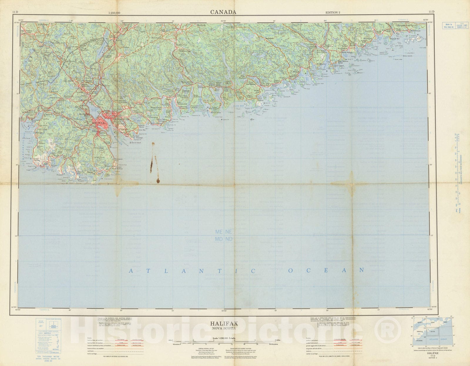 Historic Map : Canada National Topographic System, Halifax 1972 , Vintage Wall Art