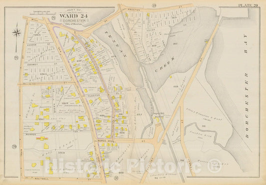 Historic Map : Atlas City of Boston, Vol. 5, Dorchester, Dorchester 1894 Plate 020 , Vintage Wall Art