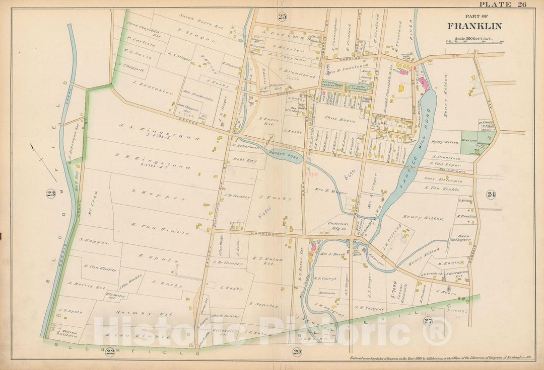 Historic Map : Atlas of Essex County, New Jersey, Franklin 1890 Plate 026 , Vintage Wall Art