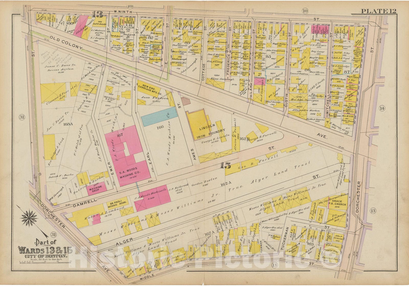Historic Map : Atlas of South Boston, South Boston 1910 Plate 012 , Vintage Wall Art