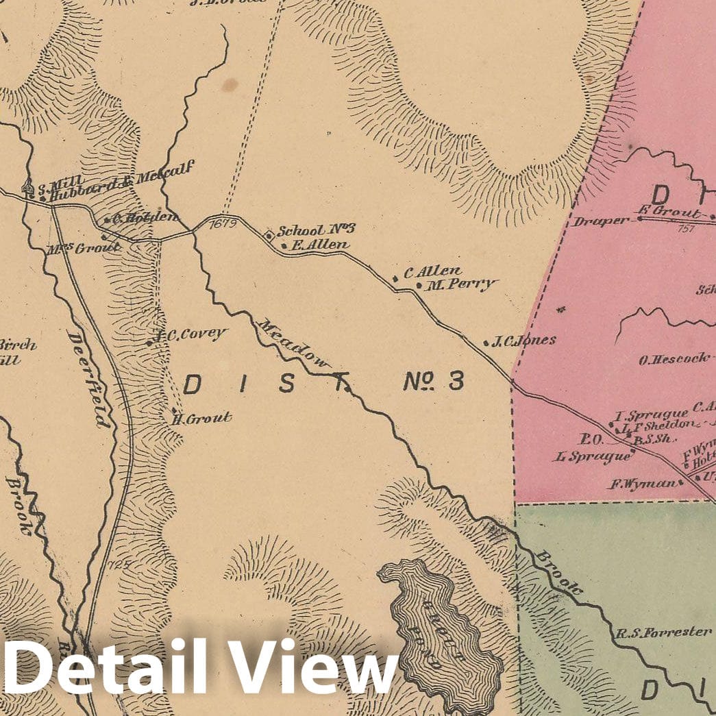 Historic Map : Atlas of Windham County, VT, Stratton & Whitingham 1869 , Vintage Wall Art