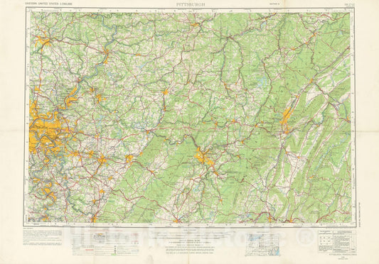 Historic Map : USGS 1:250,000 Topographic Maps, Pittsburgh 1975 , Vintage Wall Art