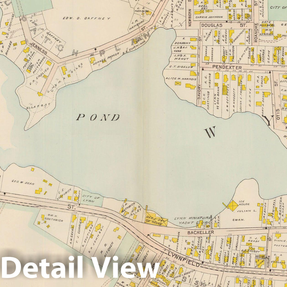 Historic Map : Atlas of Lynn, Swampscott and Saugus, Lynn 1905 Plate 016 , Vintage Wall Art
