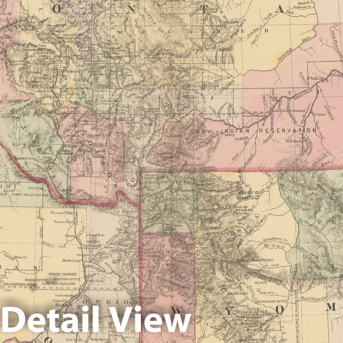 Historic Map : Idaho & Montana & Wyoming 1882 , Mitchell's New General Atlas , Vintage Wall Art