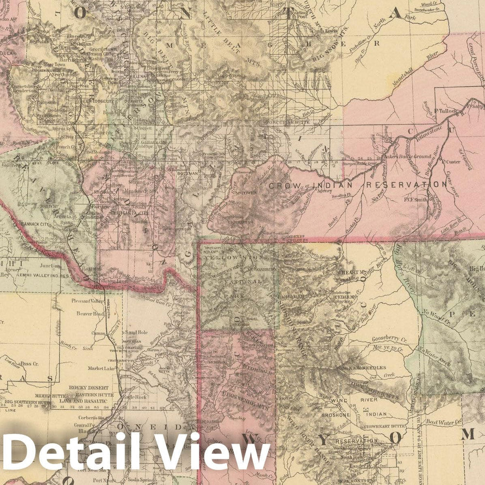 Historic Map : Idaho & Montana & Wyoming 1882 , Mitchell's New General Atlas , Vintage Wall Art