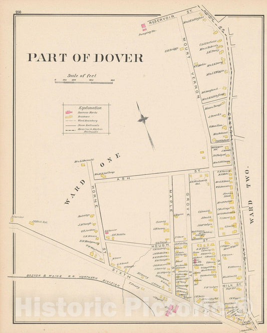 Historic Map : Dover 1892 , Town and City Atlas State of New Hampshire , Vintage Wall Art