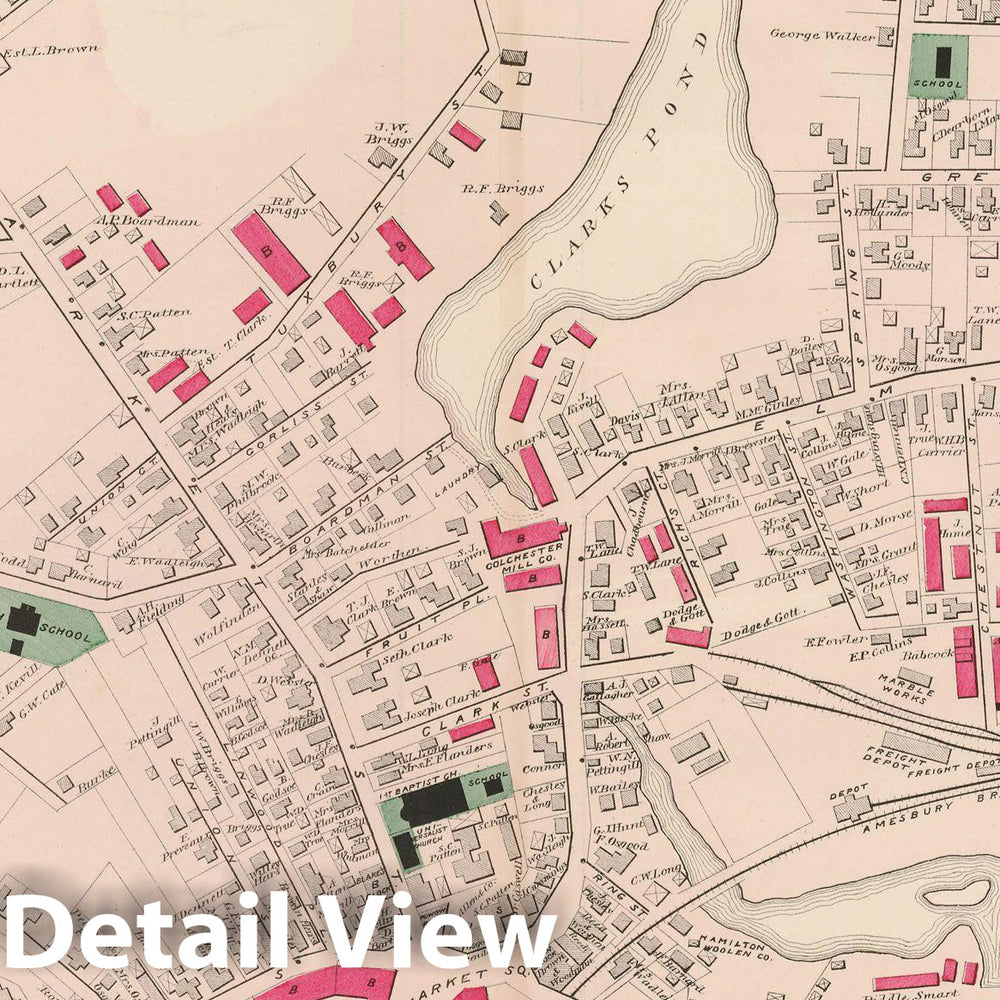 Historic Map : Atlas of Essex County, Salisbury 1884 , Vintage Wall Art