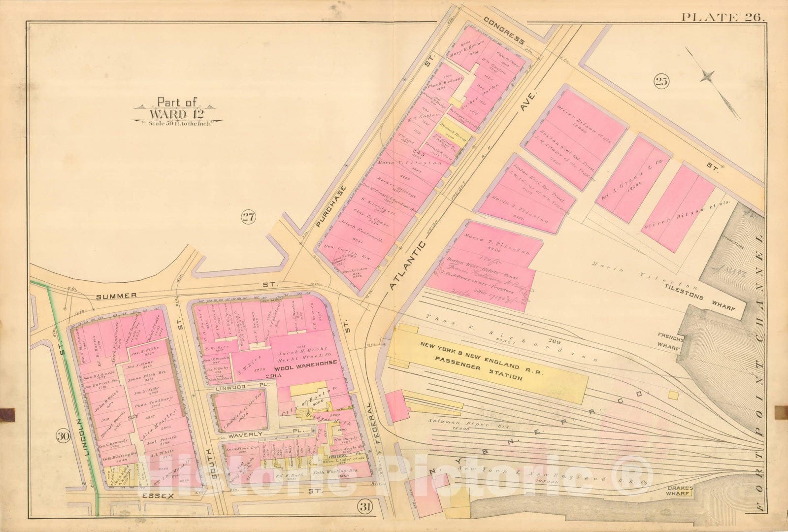 Historic Map : Atlas City of Boston, City Proper, Vol. I, Boston 1888 Plate 026 , Vintage Wall Art