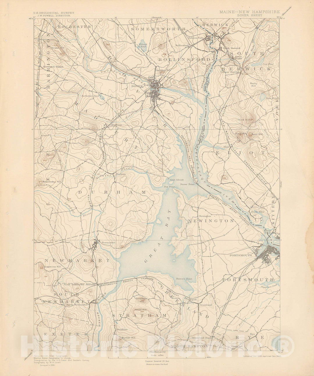 Historic Map : Atlas of Maine 1905, Berwick & Dover & Portsmouth 1905 Topographic Map , Vintage Wall Art