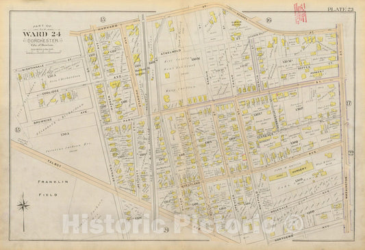 Historic Map : Atlas City of Boston, Vol. 5, Dorchester, Dorchester 1894 Plate 023 , Vintage Wall Art