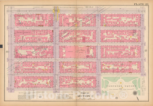 Historic Map : Atlas City of New York, Borough of Manhattan, Vol 1, Batery to 14th St 1922 - 1935 Plate 029 , Vintage Wall Art