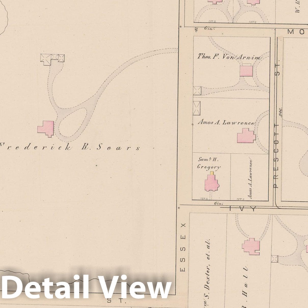 Historic Map : Atlas of Brookline, MA, Brookline 1884 Plate 001 , Vintage Wall Art