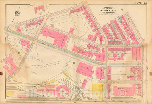 Historic Map : Atlas City of Boston, Boston 1912 Plate 031 , Vintage Wall Art