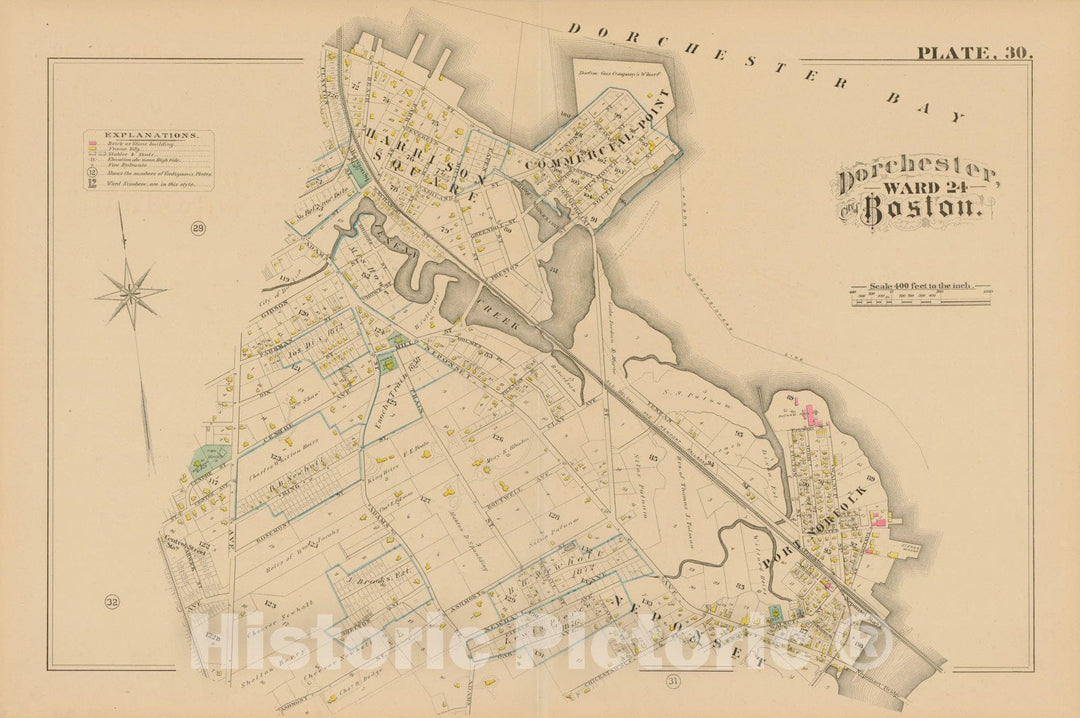 Historic Map : Atlas of Dorchester, Dorchester 1882 Plate 030 , Vintage Wall Art