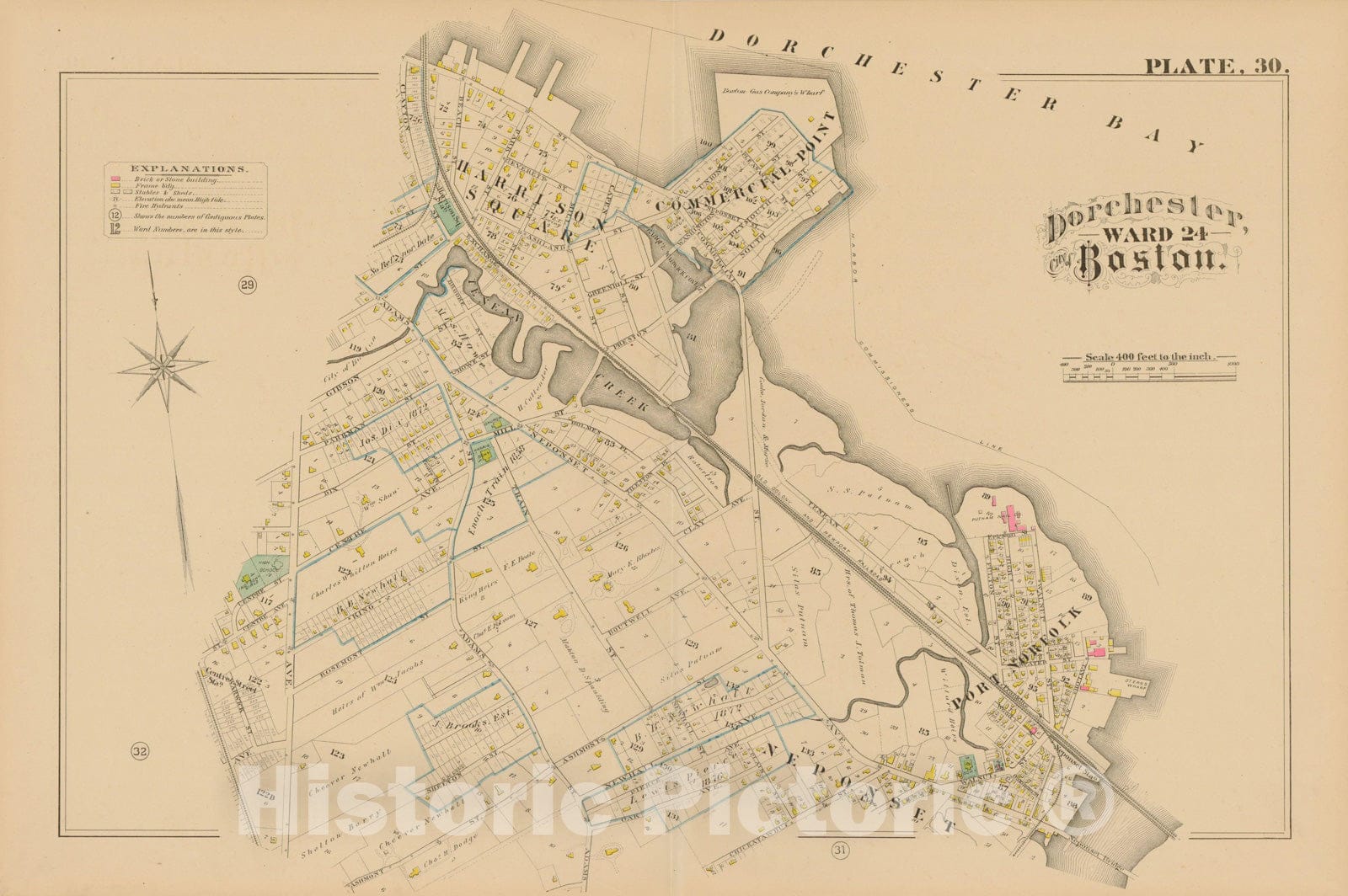 Historic Map : Atlas of Dorchester, Dorchester 1882 Plate 030 , Vintage Wall Art