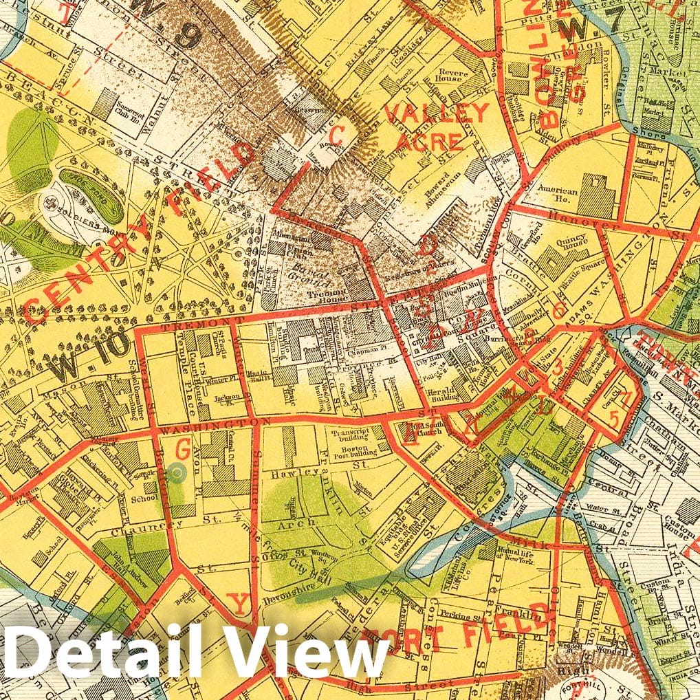 Historic Map : Boston "Old and New" 1880 , Vintage Wall Art