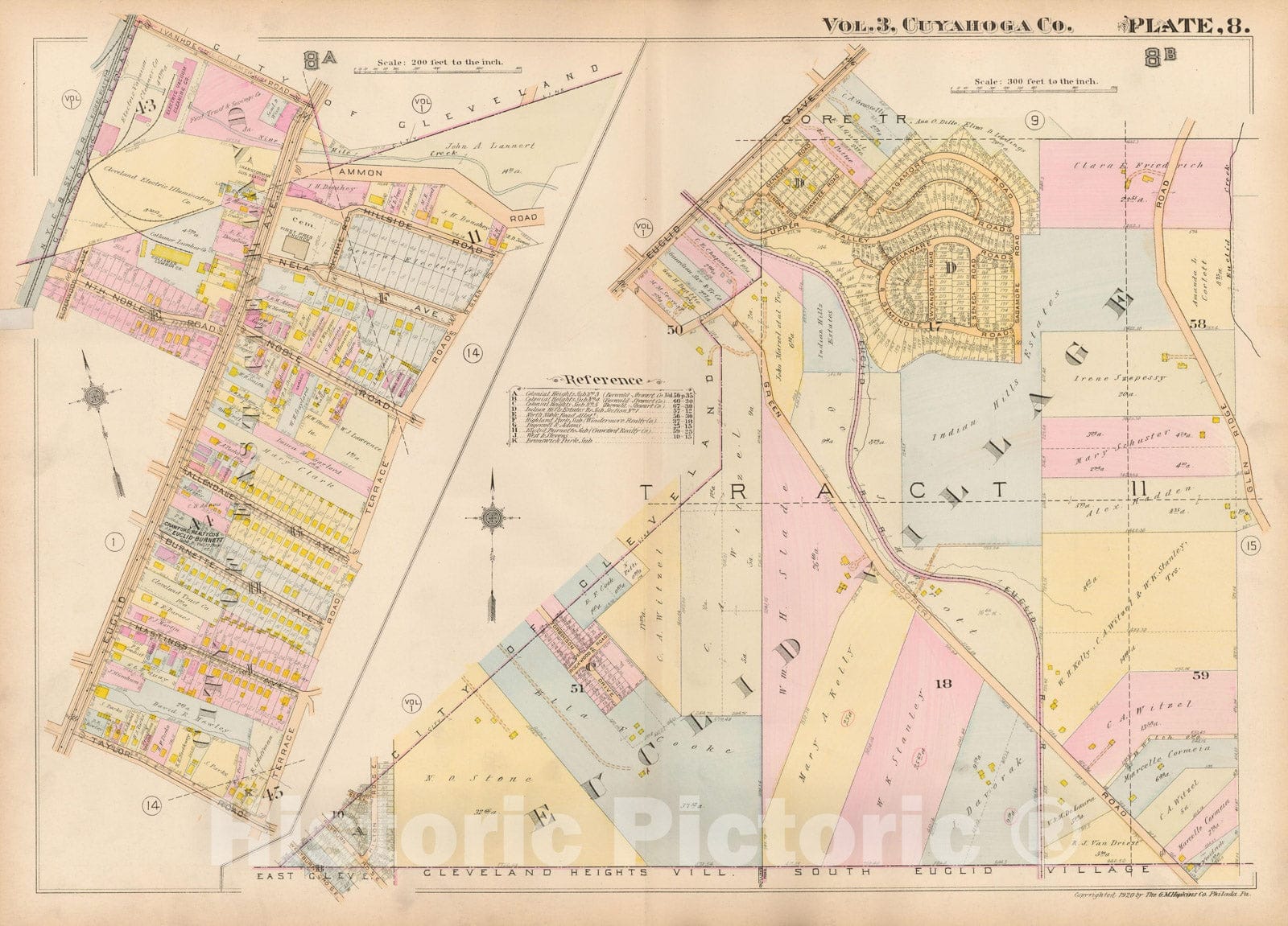 Historic Map : Plat Book of The City of Cleveland, Vol. Three, Cleveland 1920 Plate 008 , Vintage Wall Art
