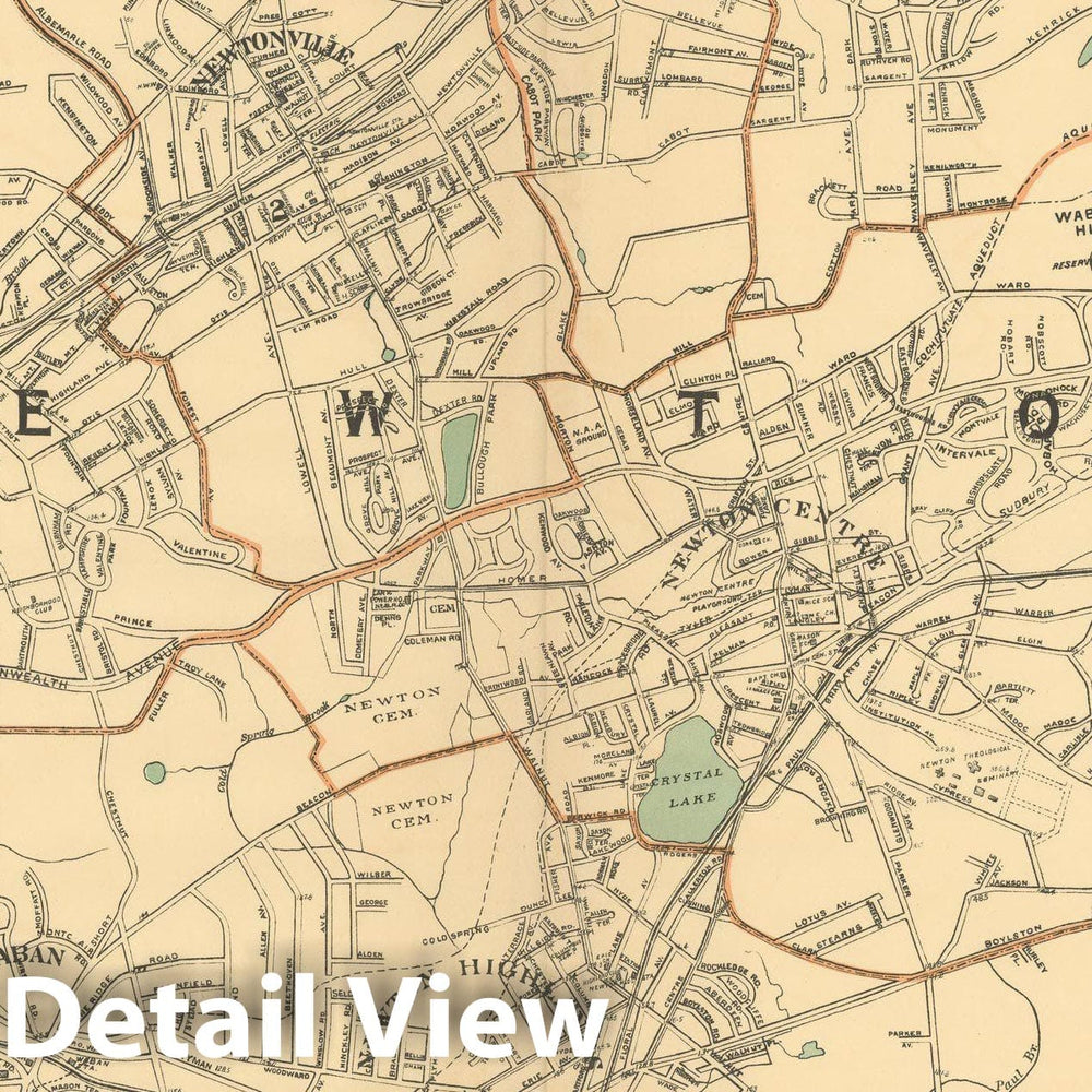 Historic Map : Atlas of Massachusetts, Newton 1904 , Vintage Wall Art