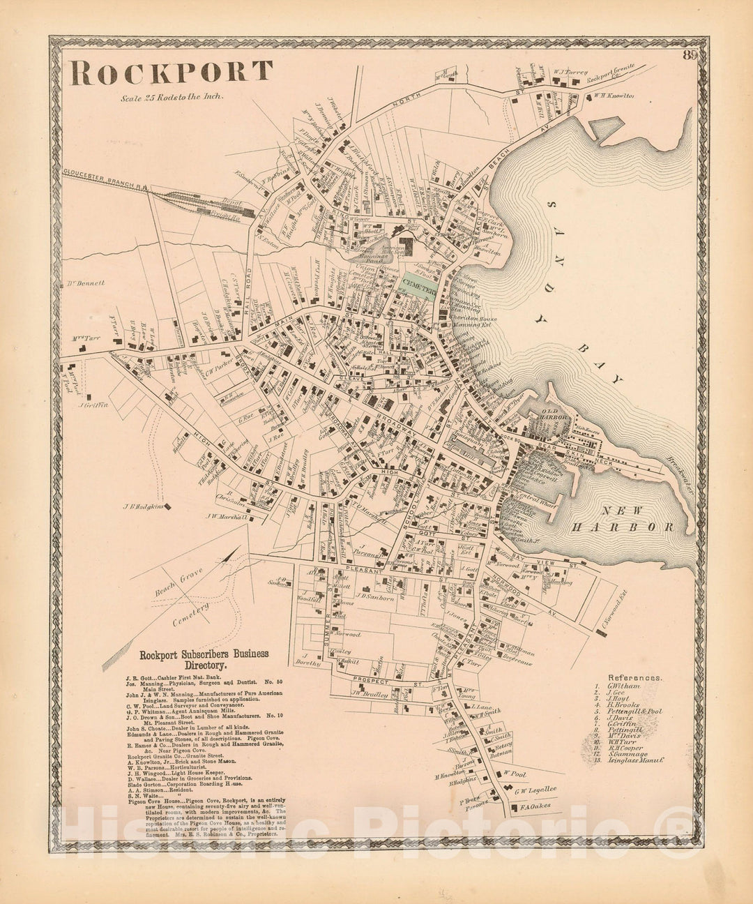 Historic Map : Atlas of Essex County Massachusetts, Rockport 1872 , Vintage Wall Art