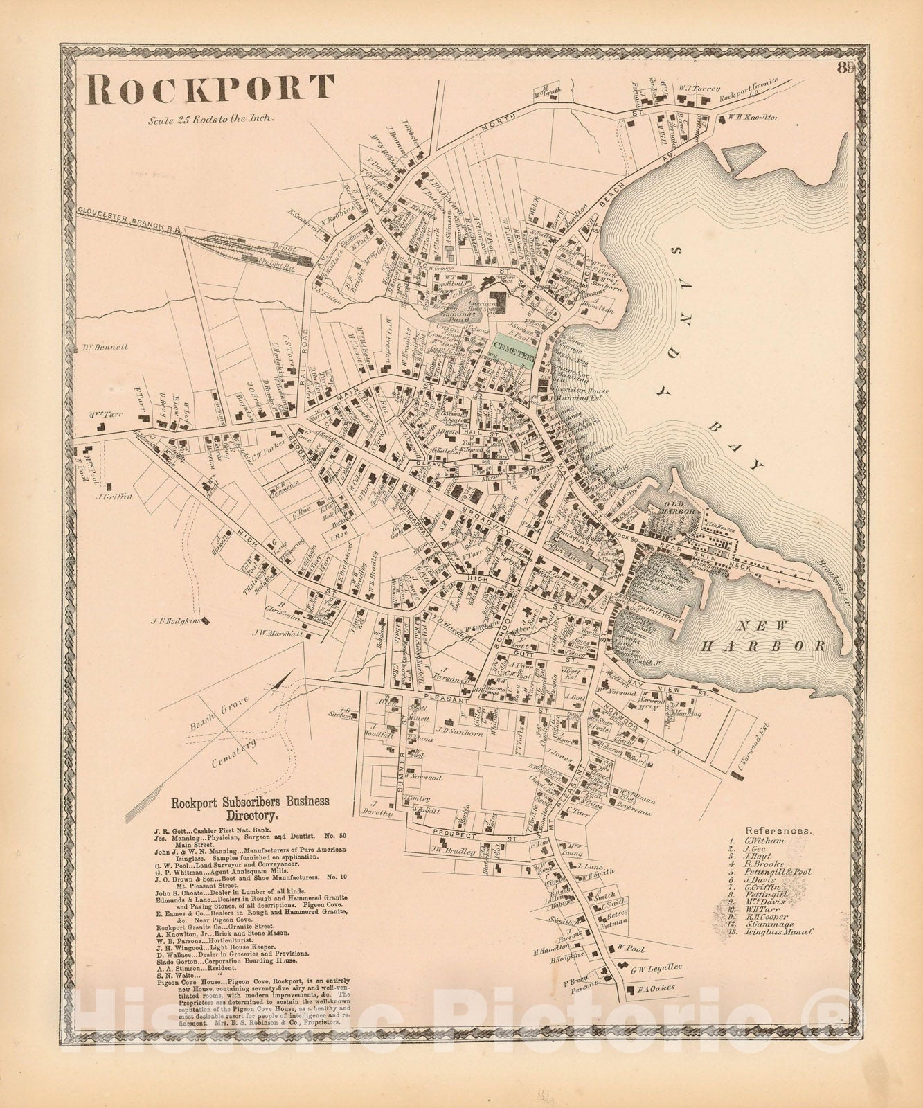 Historic Map : Atlas of Essex County Massachusetts, Rockport 1872 , Vintage Wall Art