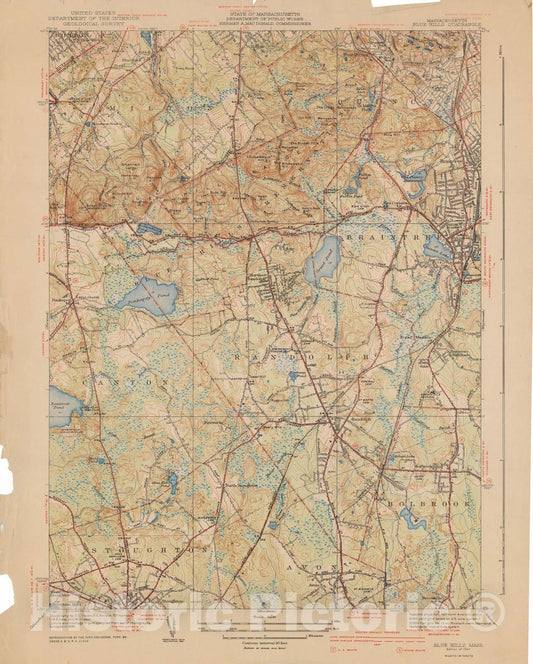 Historic Map : USGS 7.5 Minute Sheets and Quadrangles, Braintree & Canton & Milton & Randolph 1941 Topographic Map , Vintage Wall Art