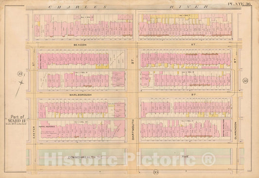 Historic Map : Atlas City of Boston, City Proper, Vol. 2, Boston 1888 Plate 036 , Vintage Wall Art