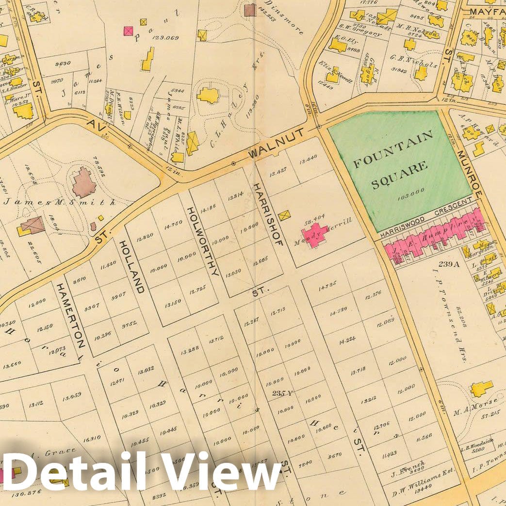 Historic Map : Atlas City of Boston, City Proper and Roxbury, Boston & Roxbury 1890 Plate 033 , Vintage Wall Art